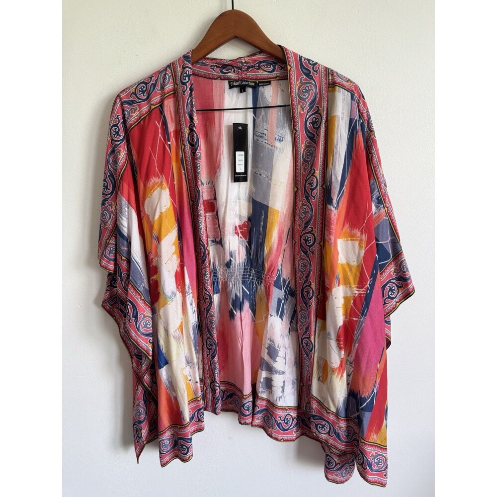Tolani Collection Raelyn Large Artsy Print Kimono Open Front Wrap Top BOHO NWT